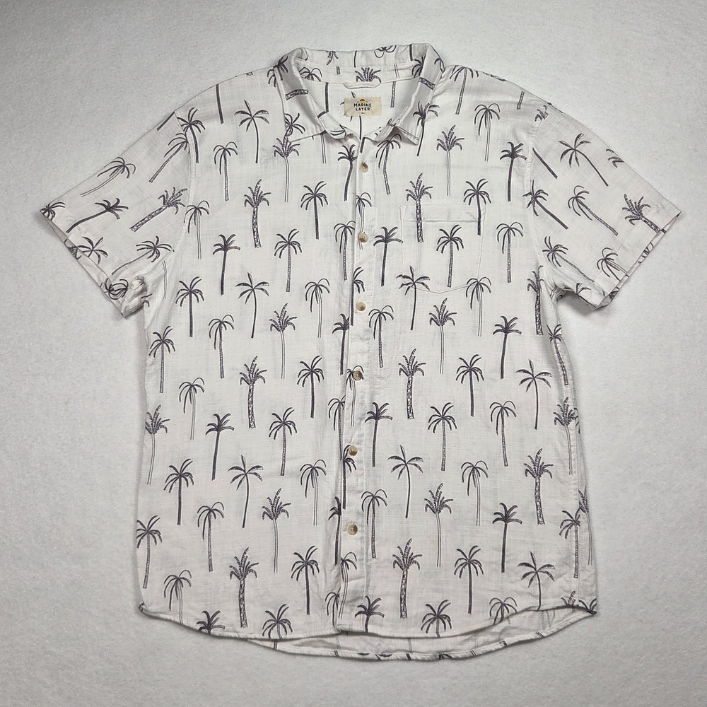 Marine Layer Shirt Men M/L Beach Palm Tree Surf Print Lightweight Preppy